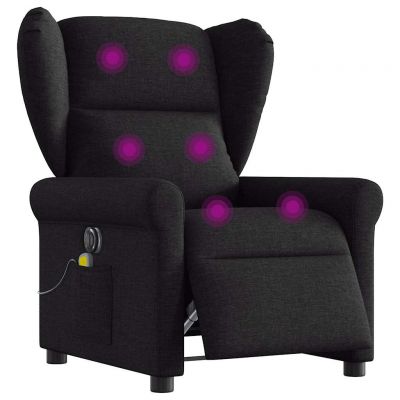 Gossi fotoliu electric de masaj rabatabil, negru, textil