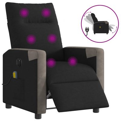 Gossi fotoliu electric de masaj rabatabil, negru, textil