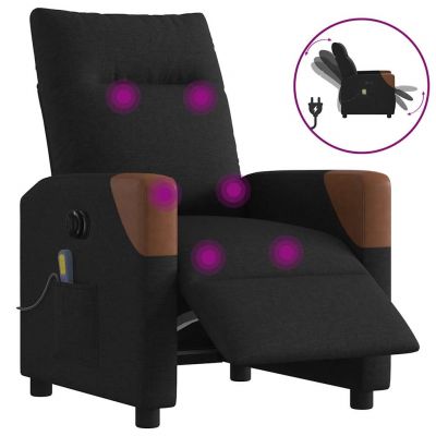 Gossi fotoliu electric de masaj rabatabil, negru, textil