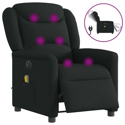 Gossi fotoliu electric de masaj rabatabil, negru, textil