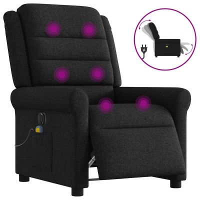 Gossi fotoliu electric de masaj rabatabil, negru, textil