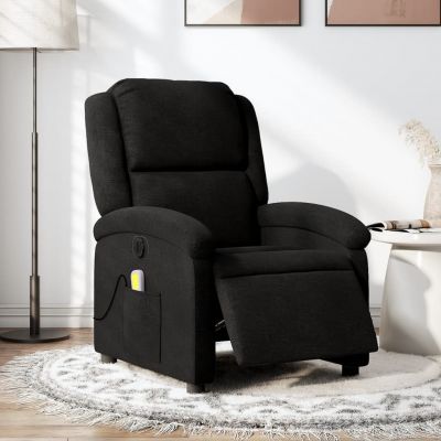 Gossi fotoliu electric de masaj rabatabil, negru, textil
