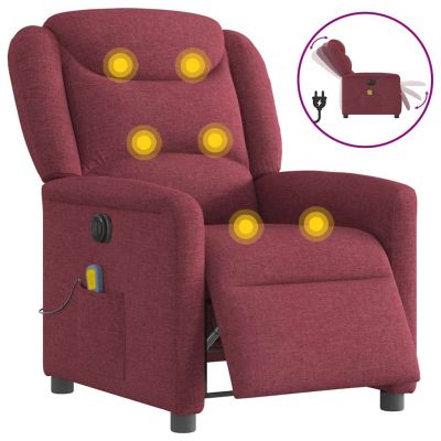Gossi fotoliu electric de masaj rabatabil, rosu vin, textil