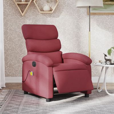 Gossi fotoliu electric de masaj rabatabil, rosu vin, textil