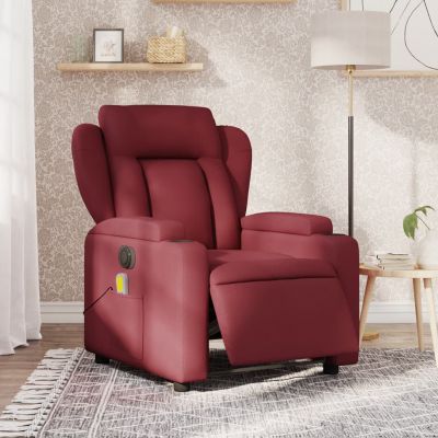 Gossi fotoliu electric de masaj rabatabil, rosu vin, textil