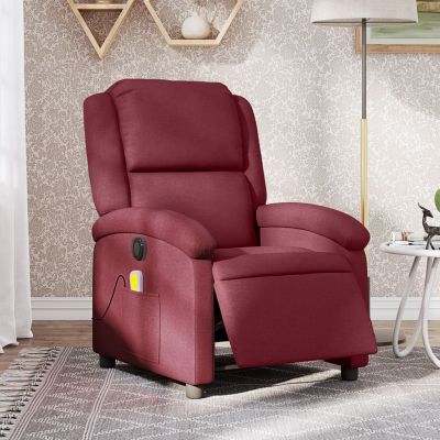 Gossi fotoliu electric de masaj rabatabil, rosu vin, textil