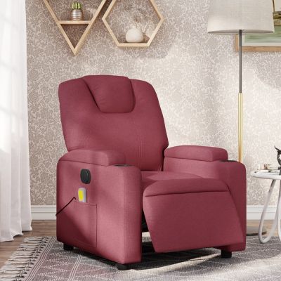 Gossi fotoliu electric de masaj rabatabil, rosu vin, textil