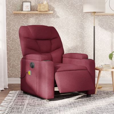 Gossi fotoliu electric de masaj rabatabil, rosu vin, textil