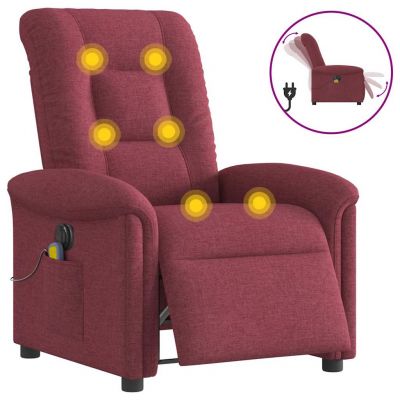 Gossi fotoliu electric de masaj rabatabil, rosu vin, textil