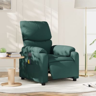 Gossi fotoliu electric de masaj rabatabil, verde inchis, textil