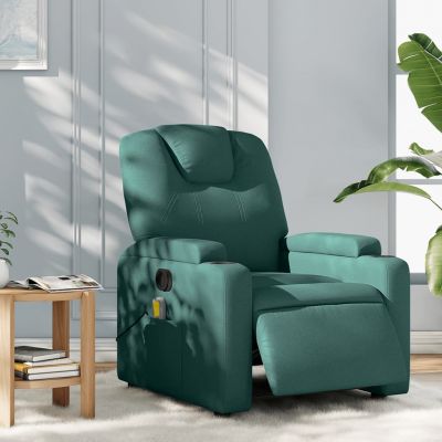 Gossi fotoliu electric de masaj rabatabil, verde inchis, textil