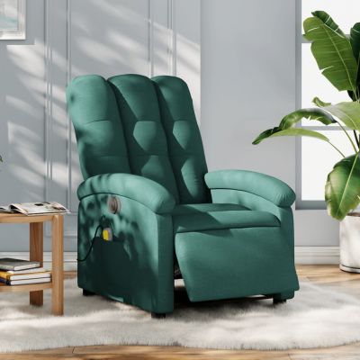Gossi fotoliu electric de masaj rabatabil, verde inchis, textil