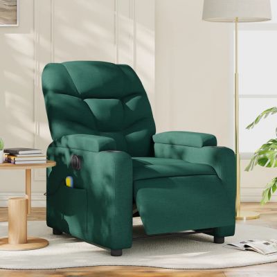 Gossi fotoliu electric de masaj rabatabil, verde inchis, textil