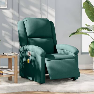 Gossi fotoliu electric de masaj rabatabil, verde inchis, textil