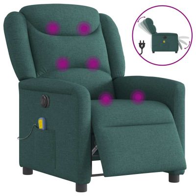 Gossi fotoliu electric de masaj rabatabil, verde inchis, textil