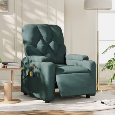 Gossi fotoliu electric de masaj rabatabil, verde inchis, textil