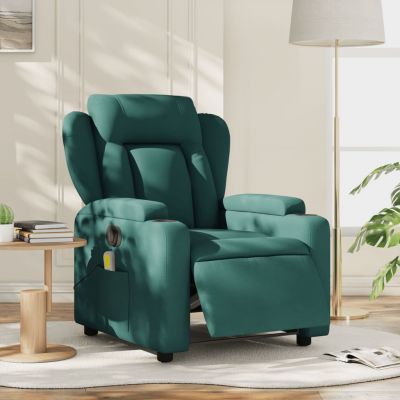 Gossi fotoliu electric de masaj rabatabil, verde inchis, textil