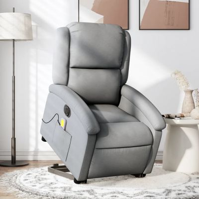 Gossi fotoliu electric masaj rabatabil cu ridicare, gri inchis textil
