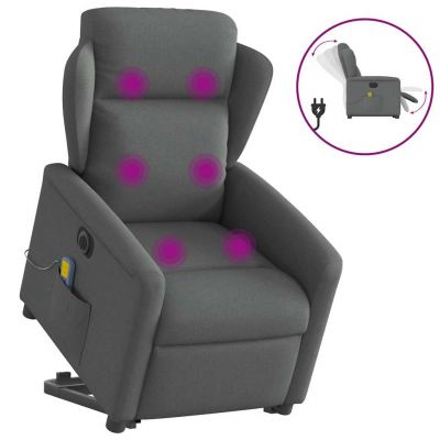 Gossi fotoliu electric masaj rabatabil cu ridicare, gri inchis textil