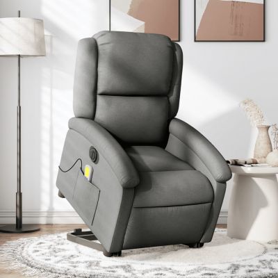Gossi fotoliu electric masaj rabatabil cu ridicare, gri inchis textil