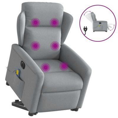 Gossi fotoliu electric masaj rabatabil cu ridicare, gri inchis textil
