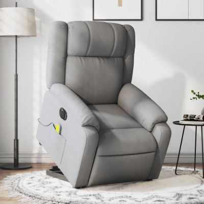 Gossi fotoliu electric masaj rabatabil cu ridicare, gri inchis textil