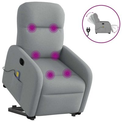 Gossi fotoliu electric masaj rabatabil cu ridicare, gri inchis textil