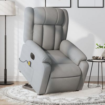 Gossi fotoliu electric masaj rabatabil cu ridicare, gri inchis textil