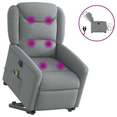 Gossi fotoliu electric masaj rabatabil cu ridicare, gri inchis textil