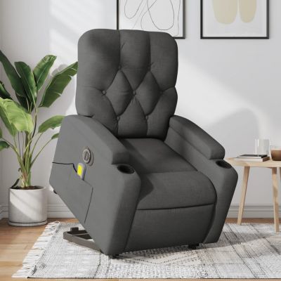 Gossi fotoliu electric masaj rabatabil cu ridicare, gri inchis textil