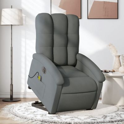 Gossi fotoliu electric masaj rabatabil cu ridicare, gri inchis textil