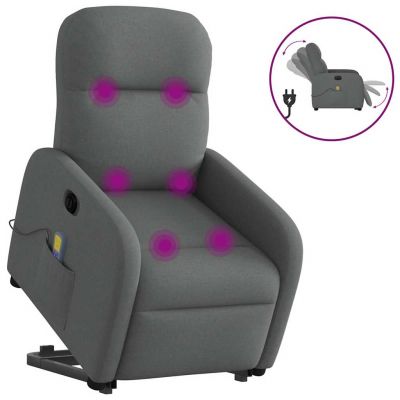 Gossi fotoliu electric masaj rabatabil cu ridicare, gri inchis textil