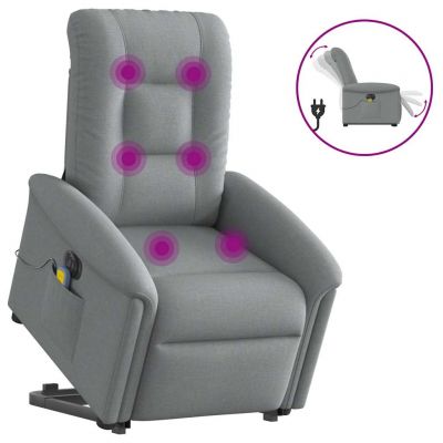 Gossi fotoliu electric masaj rabatabil cu ridicare, gri inchis textil