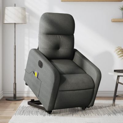 Gossi fotoliu electric masaj rabatabil cu ridicare, gri inchis textil