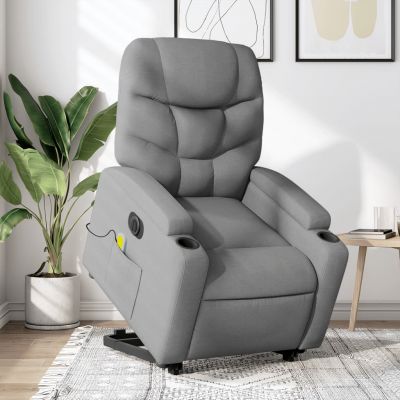 Gossi fotoliu electric masaj rabatabil cu ridicare, gri inchis textil