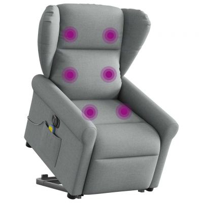 Gossi fotoliu electric masaj rabatabil cu ridicare, gri inchis textil