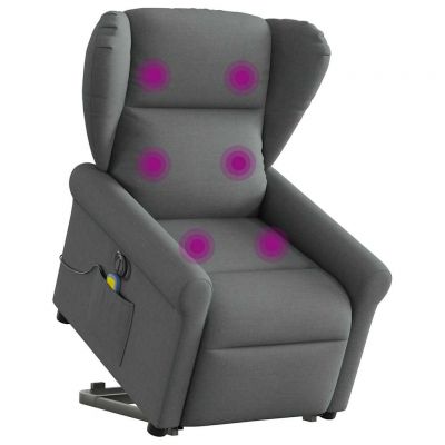 Gossi fotoliu electric masaj rabatabil cu ridicare, gri inchis textil