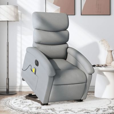 Gossi fotoliu electric masaj rabatabil cu ridicare, gri inchis textil