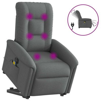 Gossi fotoliu electric masaj rabatabil cu ridicare, gri inchis textil