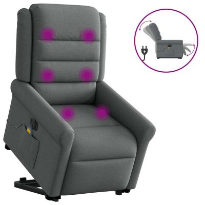 Gossi fotoliu electric masaj rabatabil cu ridicare, gri inchis textil