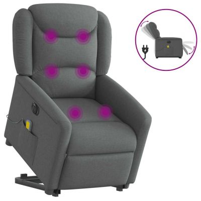 Gossi fotoliu electric masaj rabatabil cu ridicare, gri inchis textil