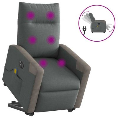 Gossi fotoliu electric masaj rabatabil cu ridicare, gri inchis textil