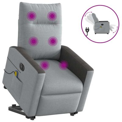 Gossi fotoliu electric masaj rabatabil cu ridicare, gri inchis textil