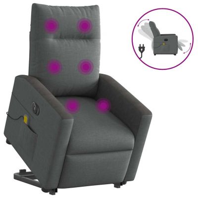Gossi fotoliu electric masaj rabatabil cu ridicare, gri inchis textil
