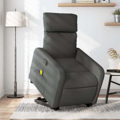 Gossi fotoliu electric masaj rabatabil cu ridicare, gri inchis textil