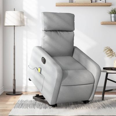 Gossi fotoliu electric masaj rabatabil cu ridicare, gri inchis textil