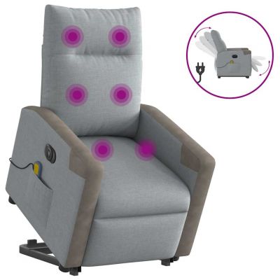 Gossi fotoliu electric masaj rabatabil cu ridicare, gri inchis textil