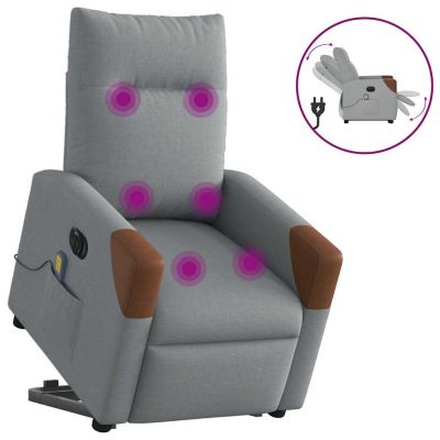 Gossi fotoliu electric masaj rabatabil cu ridicare, gri inchis textil