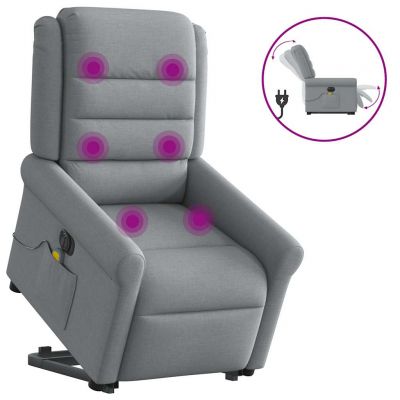 Gossi fotoliu electric masaj rabatabil cu ridicare, gri inchis textil