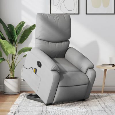 Gossi fotoliu electric masaj rabatabil cu ridicare, gri inchis textil